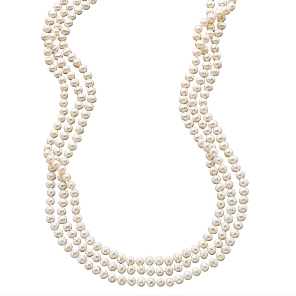 gorgeous 100” Freshwater Pearls endless strand necklace birthday fine jewelry